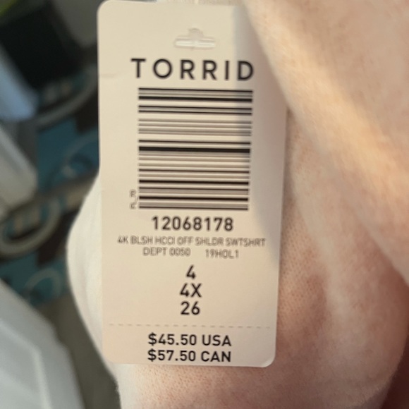 NWT Torrid size 4 Super Soft Plush Light Pink Off Shoulder Sweatshir - Picture 6 of 6